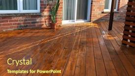  Presentation with wooden floor and gold frame - Colorful slide deck enhanced with backyard-wooden-deck-floor-boards backdrop and a tawny brown colored foreground