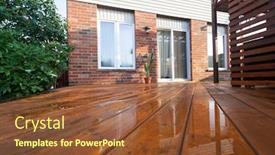  Presentation with wood floor wiht lighting - Presentation theme having backyard-wooden-deck-floor-boards background and a tawny brown colored foreground