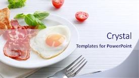  Presentation with bacon - Colorful presentation theme enhanced with bacon and eggs on color backdrop and a sky blue colored foreground
