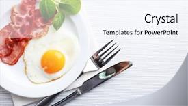  Presentation with bacon - Amazing slide set having bacon and eggs on color backdrop and a sky blue colored foreground