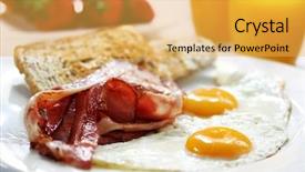  Presentation with fresh toast sandwiches egg - Colorful theme enhanced with bacon and eggs with toast backdrop and a  colored foreground