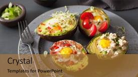  Presentation with baked puff pastry bacon - Presentation having bacon cheese tomato and alfalfa background and a  colored foreground