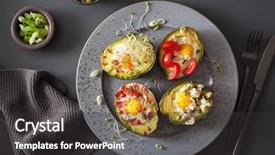  Presentation with baked puff pastry bacon - Audience pleasing presentation theme consisting of bacon cheese tomato and alfalfa backdrop and a  colored foreground