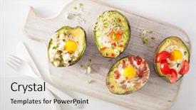  Presentation with baked puff pastry bacon - Beautiful PPT theme featuring bacon cheese tomato and alfalfa backdrop and a  colored foreground