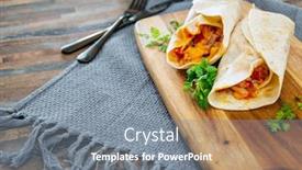  Presentation with fume - Beautiful PPT layouts featuring bacon-chicken-wrap-meat backdrop and a gray colored foreground