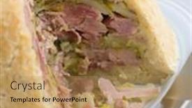  Presentation with pudding - Slides with bacon-clanger-pudding background and a coral colored foreground