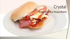  Presentation with tomato ketchup - Beautiful PPT theme featuring bacon fried egg roll with tomato ketchup backdrop and a lemonade colored foreground