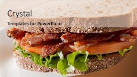  Presentation with bacon - Beautiful PPT theme featuring bacon lettuce and tomato sandwich backdrop and a lemonade colored foreground