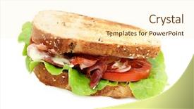  Presentation with bacon - Beautiful slide set featuring bacon lettuce and tomato sandwich on toasted wholewheat bread with creamy mayonnaise backdrop and a cream colored foreground