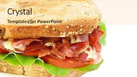  Presentation with bacon - PPT theme consisting of bacon lettuce and tomato sandwich on wholewheat toast with creamy mayonnaise background and a blonde colored foreground