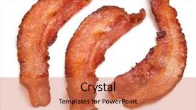  Presentation with bacon - PPT theme enhanced with bacon strips isolated on white background and a coral colored foreground