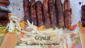  Presentation with tethered hot air balloons - Beautiful theme featuring bacon wrapped hot dog bacon backdrop and a coral colored foreground