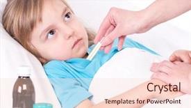  Presentation with fever - Presentation theme having bacterial - mother holding thermometer and sick background and a lemonade colored foreground