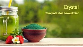  Presentation with smoothie - Colorful PPT theme enhanced with bacteria - green smoothie with spirulina backdrop and a tawny brown colored foreground