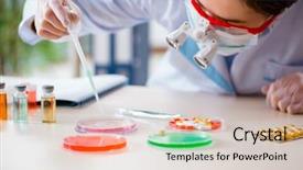  Presentation with drug synthesis - Slide deck consisting of bacteria - lab assistant in drug synthesis background and a lemonade colored foreground