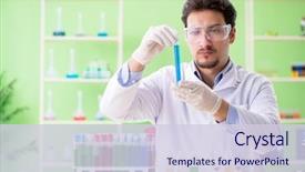  Presentation with lab bacteria - Colorful slide deck enhanced with bacteria - man chemist working backdrop and a lemonade colored foreground