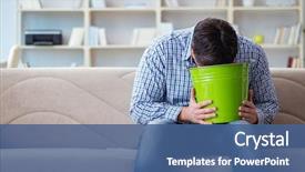  Presentation with vomiting - Beautiful theme featuring bacteria - man suffering from sick stomach backdrop and a ocean colored foreground