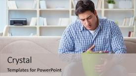  Presentation with vomiting - Slides enhanced with bacteria - man suffering from sick stomach background and a light gray colored foreground