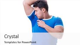  Presentation with bad - PPT layouts with bacteria - man sweating excessively smelling bad background and a white colored foreground