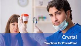  Presentation with urine - Slide deck consisting of bacteria - patient visiting doctor for urine background and a teal colored foreground