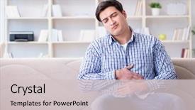  Presentation with stomach - Audience pleasing theme consisting of bacteria - sick man suffering at home backdrop and a lemonade colored foreground