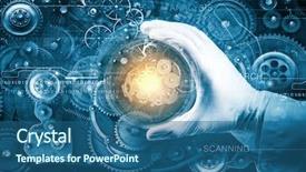  Presentation with dna bacteria - Colorful presentation theme enhanced with bacteria dna - close up of scientist hand backdrop and a ocean colored foreground