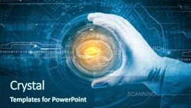  Presentation with dna bacteria - Slide deck featuring bacteria dna - close up of scientist hand background and a ocean colored foreground