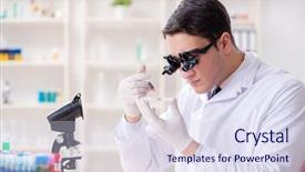  Presentation with bacteria in blood - Slide set with bacteria dna - doctor chemist working on blood background and a sky blue colored foreground