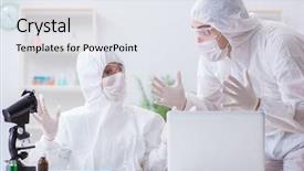  Presentation with chemical eng - Audience pleasing slide set consisting of bacteria dna - two scientists working backdrop and a white colored foreground