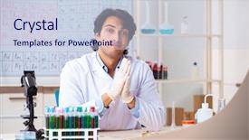  Presentation with product innovation lab - Amazing presentation design having bacteria dna - young chemist working backdrop and a lemonade colored foreground