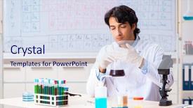  Presentation with dna bacteria - PPT theme enhanced with bacteria dna - young chemist working background and a sky blue colored foreground