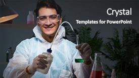  Presentation with automation in lab - Amazing slides having young male lab chemist late at night in overtime time backdrop and a light blue colored foreground