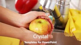  Presentation with bacteria - Audience pleasing theme consisting of bacteria food - woman hands washing tasty apple backdrop and a red colored foreground
