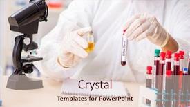  Presentation with testing blood - PPT theme consisting of bacteria genetic - young handsome lab assistant testing background and a  colored foreground