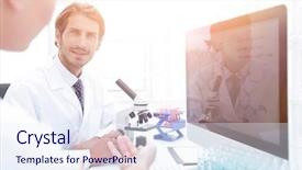  Presentation with bacteria - PPT theme with bacteria human - beautiful laboratory woman is tested background and a sky blue colored foreground