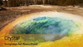  Presentation with catholic jesus glory - Presentation design with bacteria trees - morning glory pool background and a  colored foreground