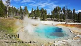  Presentation with yellowstone - Presentation theme enhanced with bacteria trees - picturesque hot azure small lake background and a  colored foreground