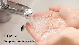  Presentation with hand washing - Audience pleasing presentation design consisting of bacteria water - woman washing hand under running backdrop and a lemonade colored foreground