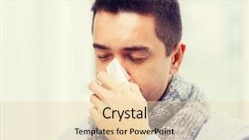  Presentation with flu virus - Presentation design with bacterial virus - close up of ill man background and a lemonade colored foreground