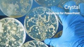  Presentation with medical bacteria - Slides with medical fungus - gloved hand holding bacteria growing background and a teal colored foreground