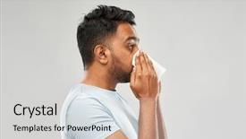  Presentation with allergy - Colorful PPT theme enhanced with bacterial - health problem rhinitis and allergy backdrop and a coral colored foreground