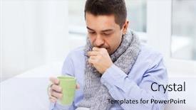  Presentation with hot tea - PPT layouts with healthcare people and medicine concept background and a light blue colored foreground