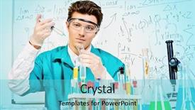  Presentation with syringe - Presentation design having bacteriiology - doctor holding a syringe bacteriological background and a light blue colored foreground