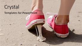  Presentation with stuck - Audience pleasing PPT layouts consisting of bad - foot stuck into chewing gum backdrop and a soft green colored foreground