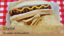  Presentation with favorite food - PPT theme enhanced with good vs bad - hot dog america's favorite snack background and a coral colored foreground