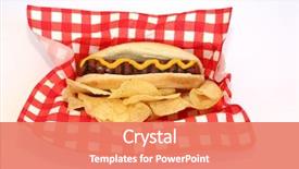  Presentation with favorite food - Slide set with good vs bad - hot dog america's favorite snack background and a coral colored foreground