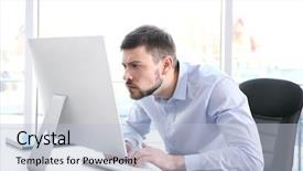  Presentation with posture - Presentation theme featuring bad - posture concept man working background and a light blue colored foreground