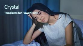  Presentation with headache - Audience pleasing slides consisting of bad - young woman sitting with terrible backdrop and a ocean colored foreground