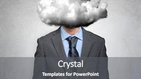  Presentation with cloud - Slides enhanced with bad air - businessman having his head covered background and a dark gray colored foreground