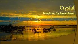  Presentation with international - Beautiful slides featuring bad air - international airport landscape at sunset backdrop and a tawny brown colored foreground